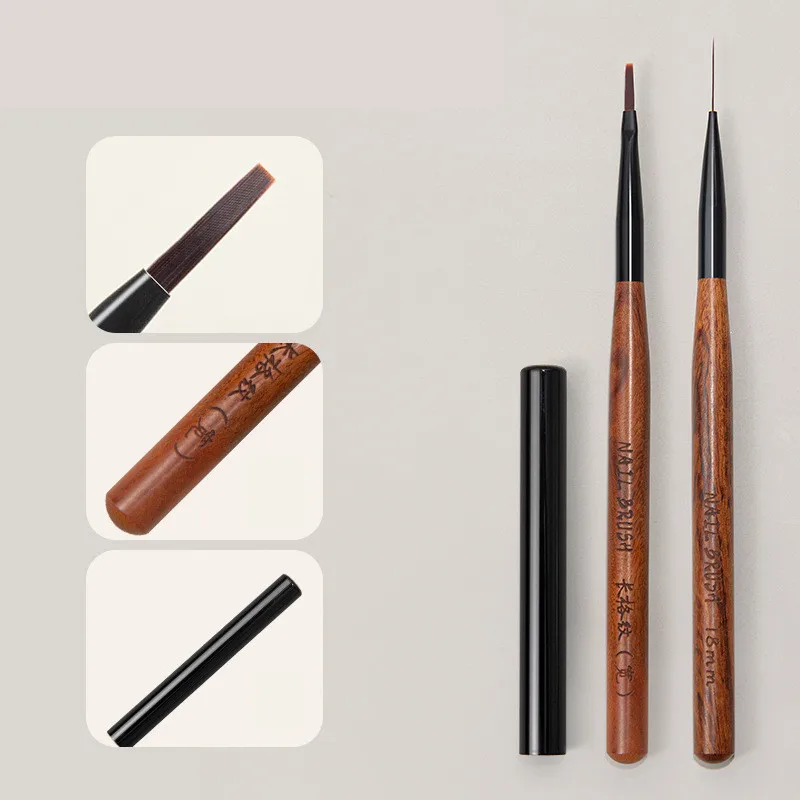 1/3PCS 샌달우드 핸들 브러쉬 아트 라이너 매니큐어 페인팅 브러쉬 UV 젤 익스텐션 빌더 드로잉 펜