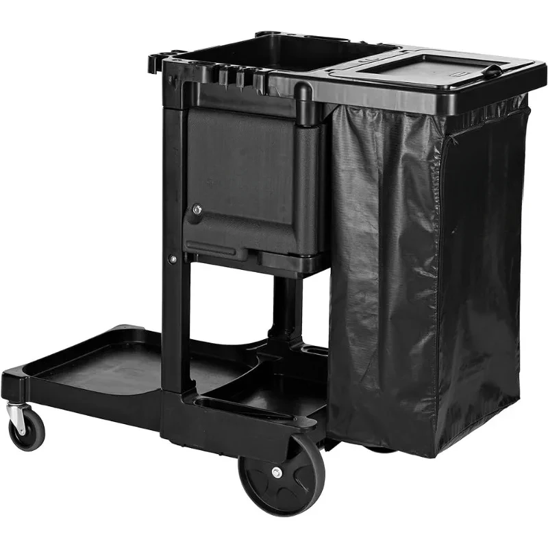 Commercial Products-1861430, Executive Series Janitorial and Housekeeping Cleaning Cart with Locking Cabinet, Trash