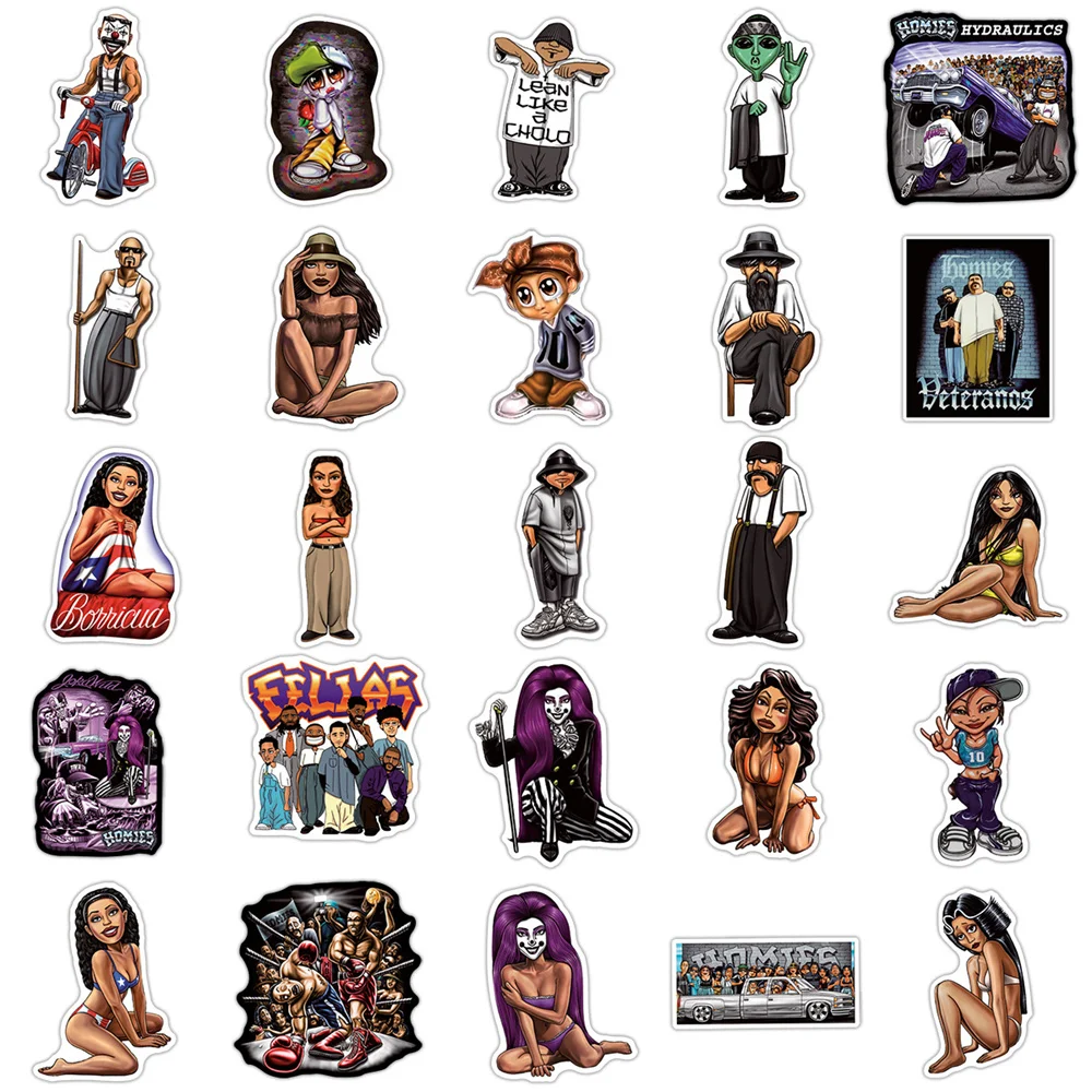 50PCS New Hip Hop Aesthetics Homies Cartoon Graffiti Stickers For Toys Luggage Laptop Ipad Guitar Car Stickers