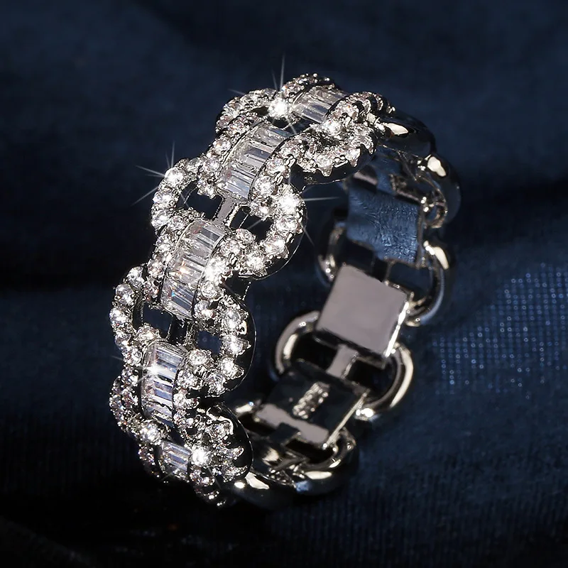Classic Fashion Authentic S925 Silver Luxurious Large Row Zirconia Women's Commuting All-Match Ring