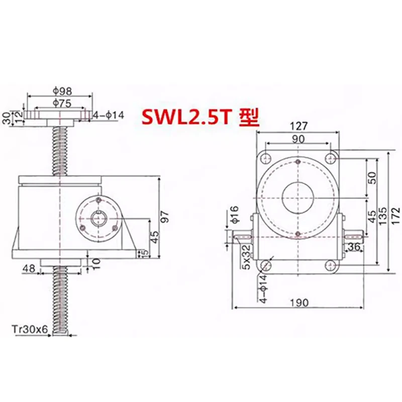 Elevator Electric/Manual Worm Gear Reducer Compact Linkage Screw Synchronous Lifting Platform Safety Working Load Screw