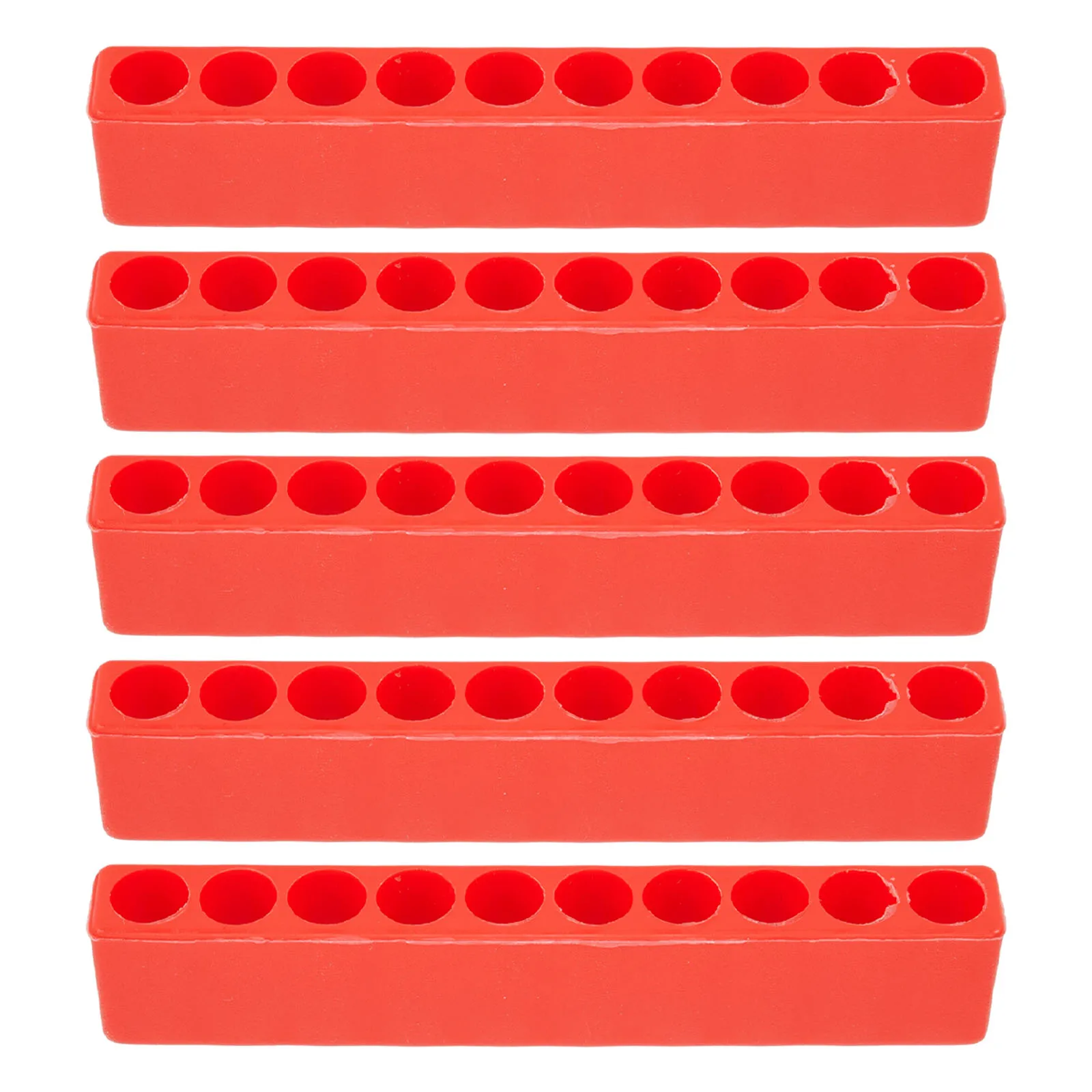 5PCS Screwdriver Bit Box Hand Tools Holder Bits Organizer Rack Durable Screw Storage 10 Holes Red Case For 1/4inch Hex Tools