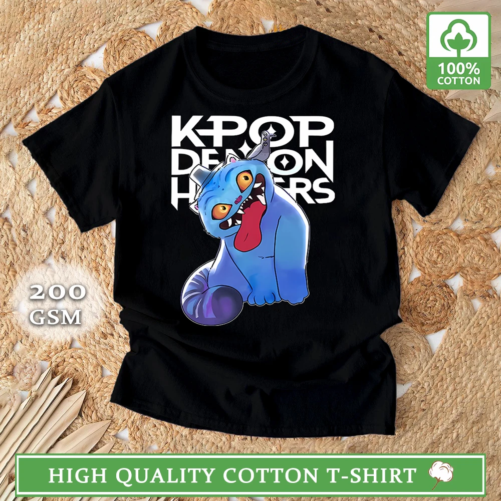 

Kpop Demon Hunters Cottont T-shirts Kawaii Cartoon Tiger Graphic Y2K Clothes Summer Harajuku Boys Girls Round Neck Streetwear