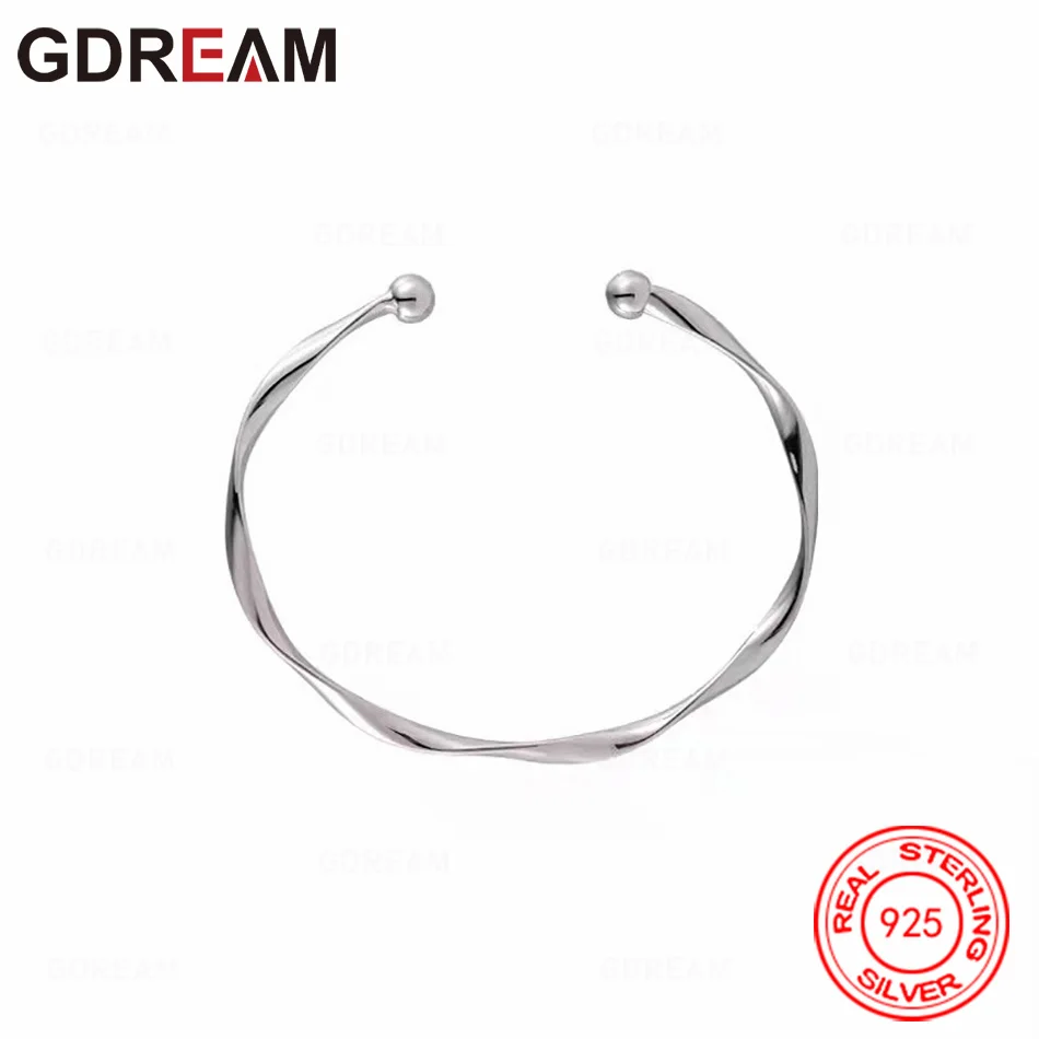 

GDREAM 925 Sterling Silver Round Open Bangle, Everyday Accessory For Women, Simple And Elegant Jewelry