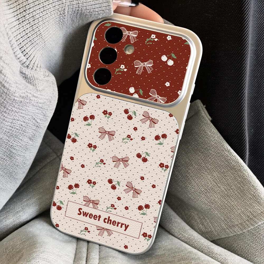Cartoon-Kirsch-Soft-Handyhülle für Samsung A57 A56 5G A16 A37 A27 A17 A55 A36 A07 S26 S23 S24 S25 Ultra FE mit Lanyard-Ständer