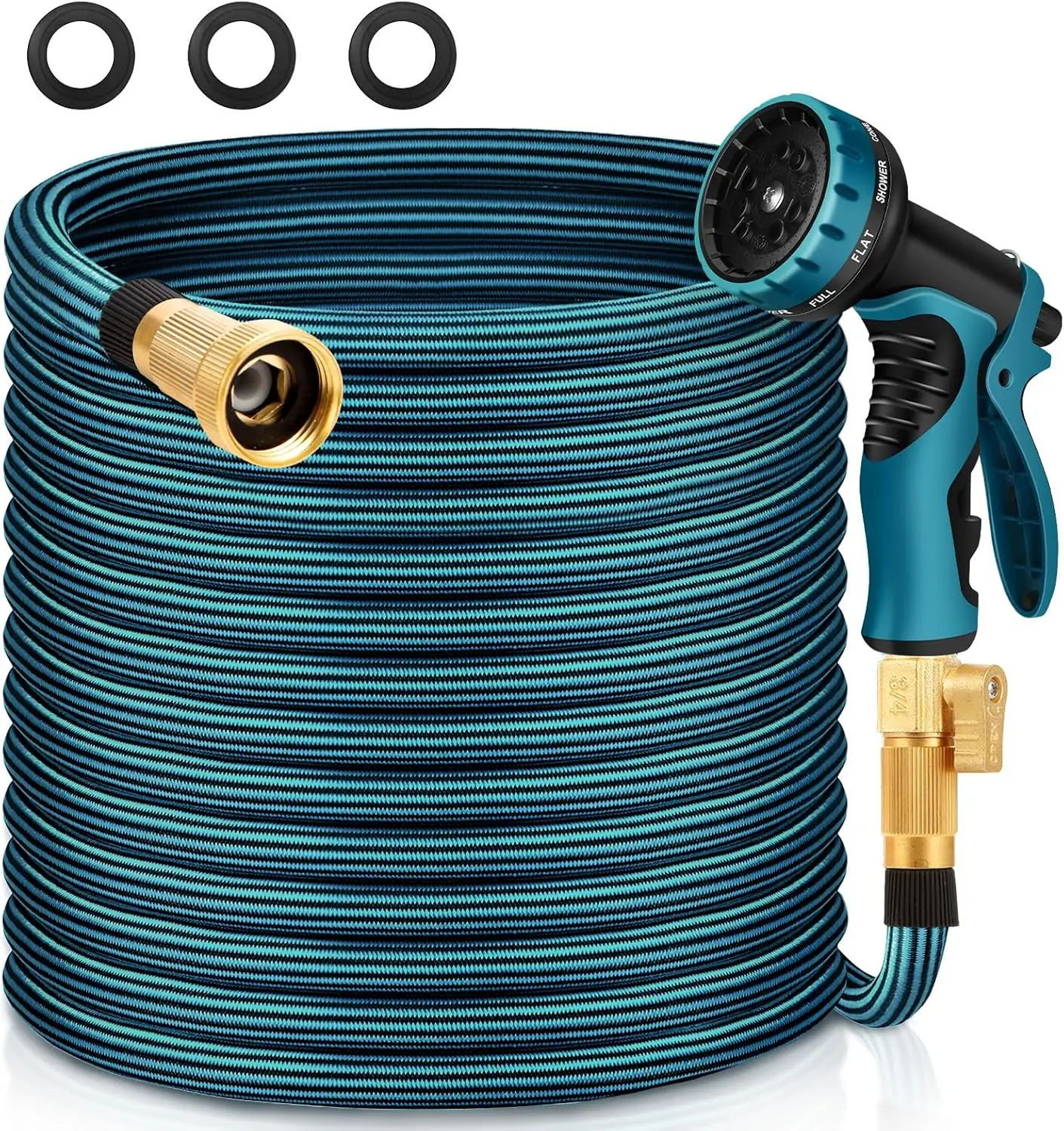 

100FT Non-Expandable Garden Hose with 3/4 Inch Brass Fittings - Lightweight, Kink-Free & Leak-Proof for Outdoor Use