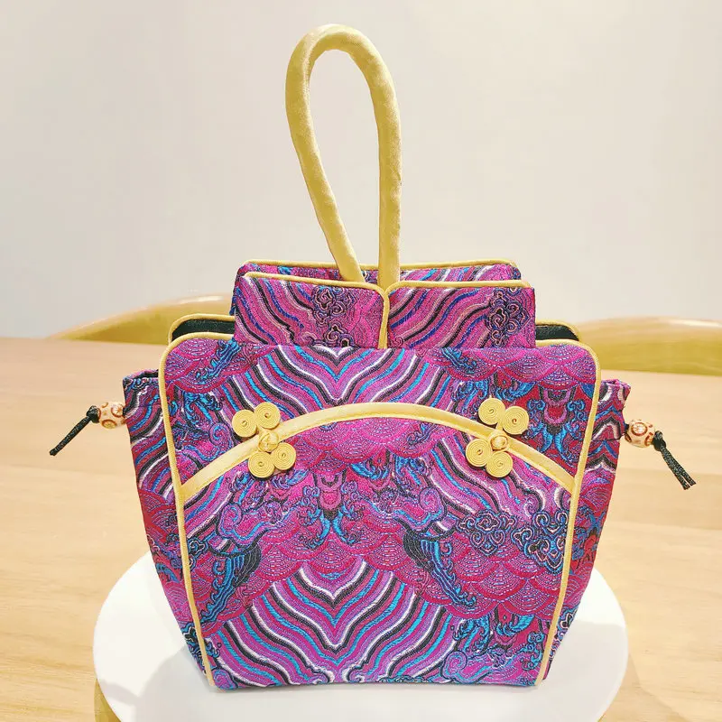 Sac en Brocart Jacquard de Style Chinois pour Femme, Noir, Violet, Blanc, Vert, Design Personnalisé, Sacs à Main, Accessoires Hanfu Cheongsam