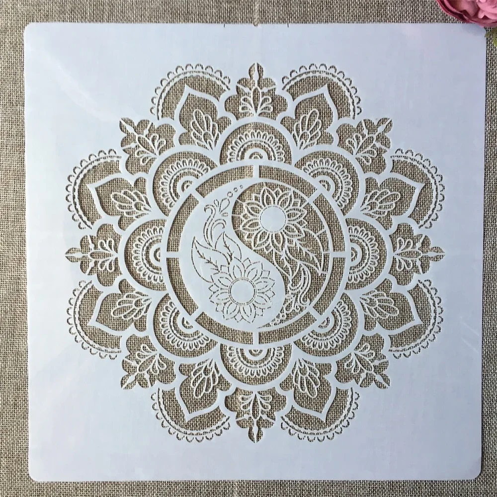 30*30cm Mandala Geometry Taiji DIY Layering Stencils Wall Painting Scrapbook Coloring Embossing Album Decorative Template