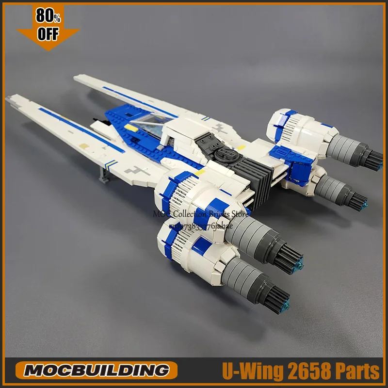 Escena de película MOC, bloques de construcción U, modelo Wing Starfighter, tecnología de ladrillos, colección de ensamblaje DIY, juguetes de nave espacial, regalos de navidad