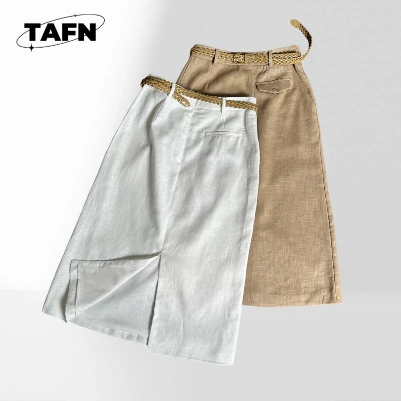 Ladies Casual Skirt Simple Design High Waist Midi Skirt Fashion Ladies Skirt Solid Color High Waist Midi Chic Skirt BC2267