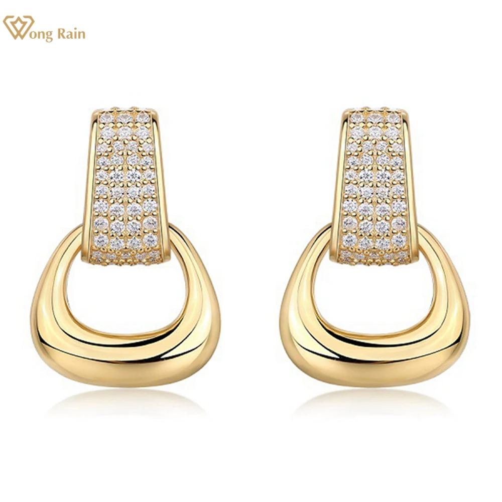 Wong Rain 18K Gold Plated 925 Sterling Silver VVS1 3EX D Color Real Moissanite Diamonds Drop Earrings Ear Studs Fine Jewelry