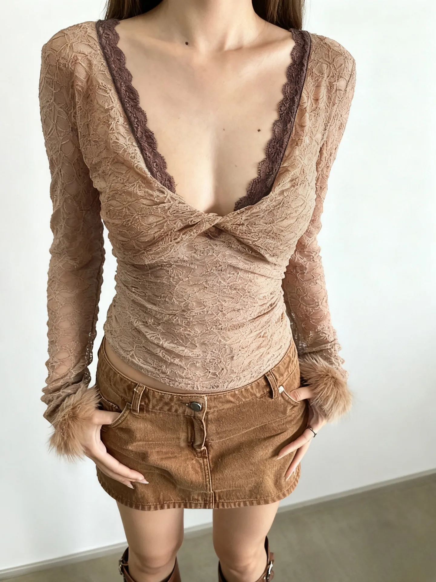 

Женские футболки Y2K с длинными рукавами, лавандово-фиолетовые, с цветочным принтом, весенние, очаровательные, свободные, нежные, популярные