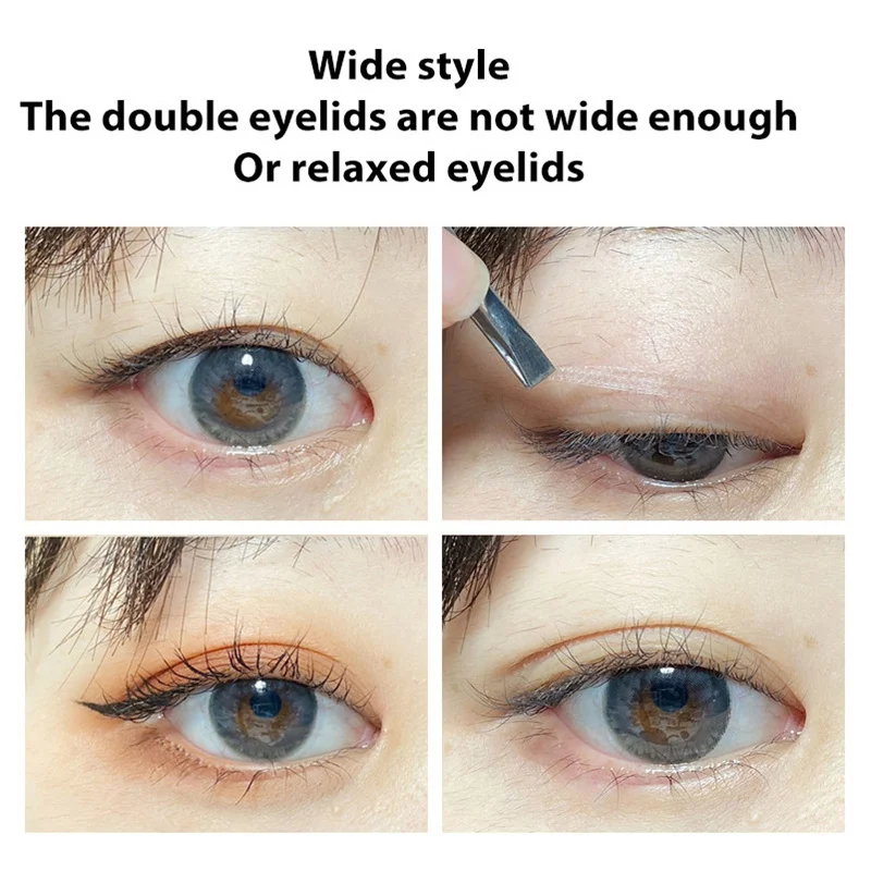 보이지 않는 이중 접이식 눈꺼풀 테이프 스티커 레이스 자연 클리어 베이지 스트라이프 자체 접착 아이 섀도우 용 천연 아이 메이크업 도구