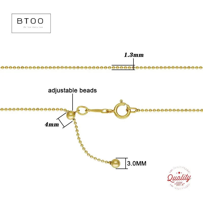 14K Goldfilled 22 Zoll Verstellbare 1mm Kugelkette mit Schiebeperle Minimalistischer Goldfilled Damenschmuck – Detail 10