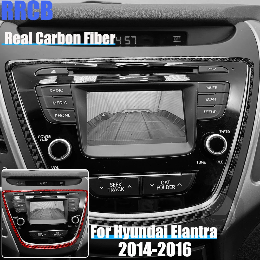 

Настоящее углеродное волокно, автомобильные аксессуары, центральная консоль, радиорамка, мягкая наклейка, наклейка для Hyundai Elantra 2014 2015 2016