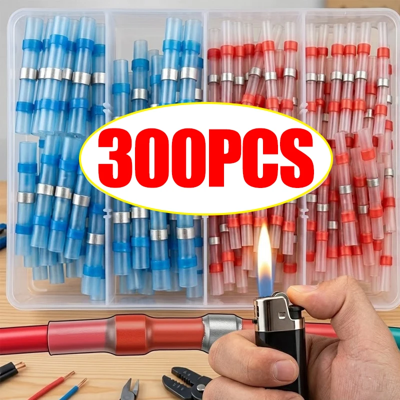 

Heat Shrink Solder Seal Wire Connectors Waterproof Butt Terminals Electrical Splice Kit For Car Marine Boat Truck Cable Joining