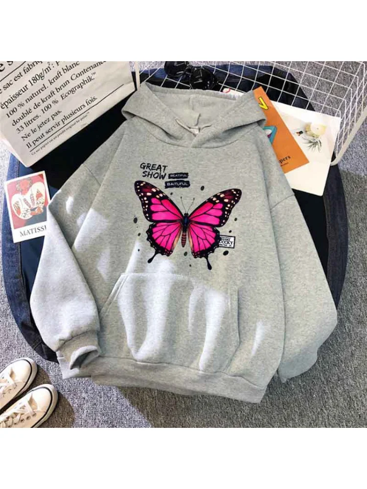 الربيع/الخريف النساء بلايز الملابس الجمالية أزياء الرجال البلوز الجرافيك هوديي فراشة نمط الشارع العصرية هوديس الأعلى