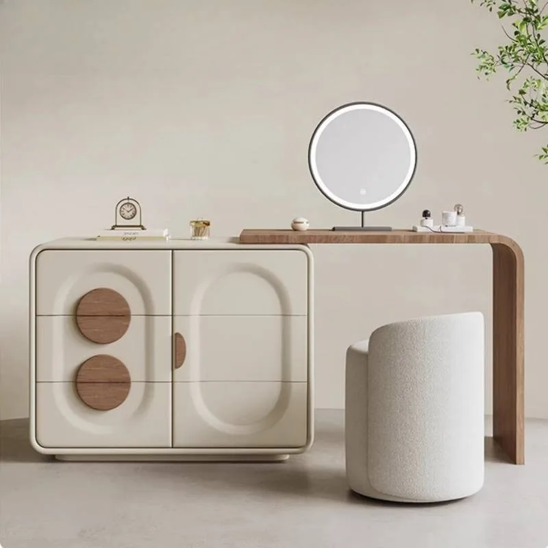 Nightstand Shelves Vanity Desk Mirror Nightstand Modern Corner Dressing Table Drawers Mirror Tocador Maquillaje Home Furniture