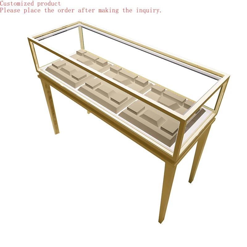 

Custom.Ultra-white Glass Display Cabinet Jewelry Display Counter Kiosk Jewelry Shop Showcase with LED Light for Boutique