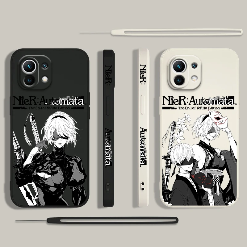 NieR Automata Anime Phone Case For Xiaomi 14 13 12 11 10 T Pro Ultra Lite 5G Liquid Left Rope 5G Soft Cover