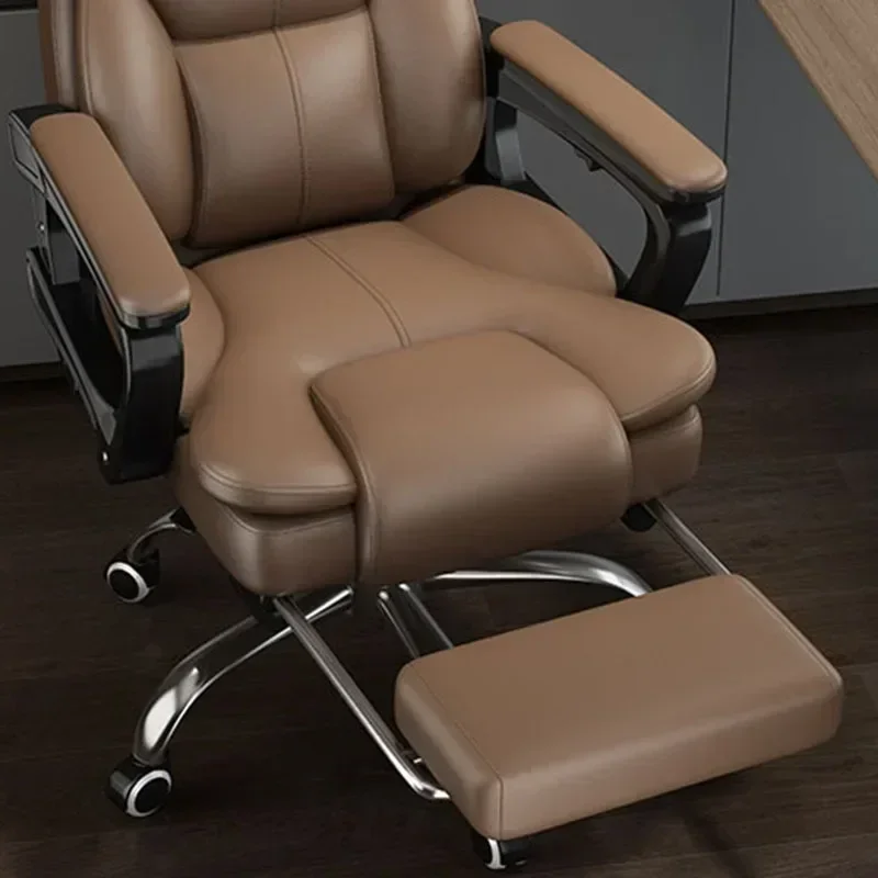 Компьютерное кресло для конференций, вращающееся удобное кожаное офисное кресло-качалка, роскошная мебель в стиле ретро середины века Silla De Oficina