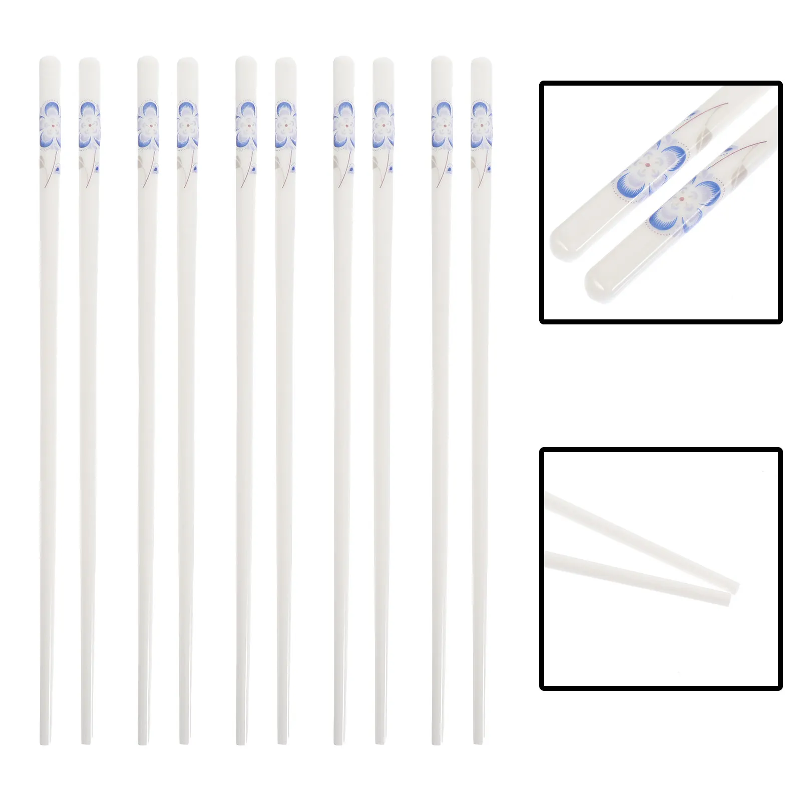 

5Pairs Ceramic Chopsticks Pattern Anti-Slip Heat-Resistant Dishwasher Safe Reusable Stylish Household Kitchen