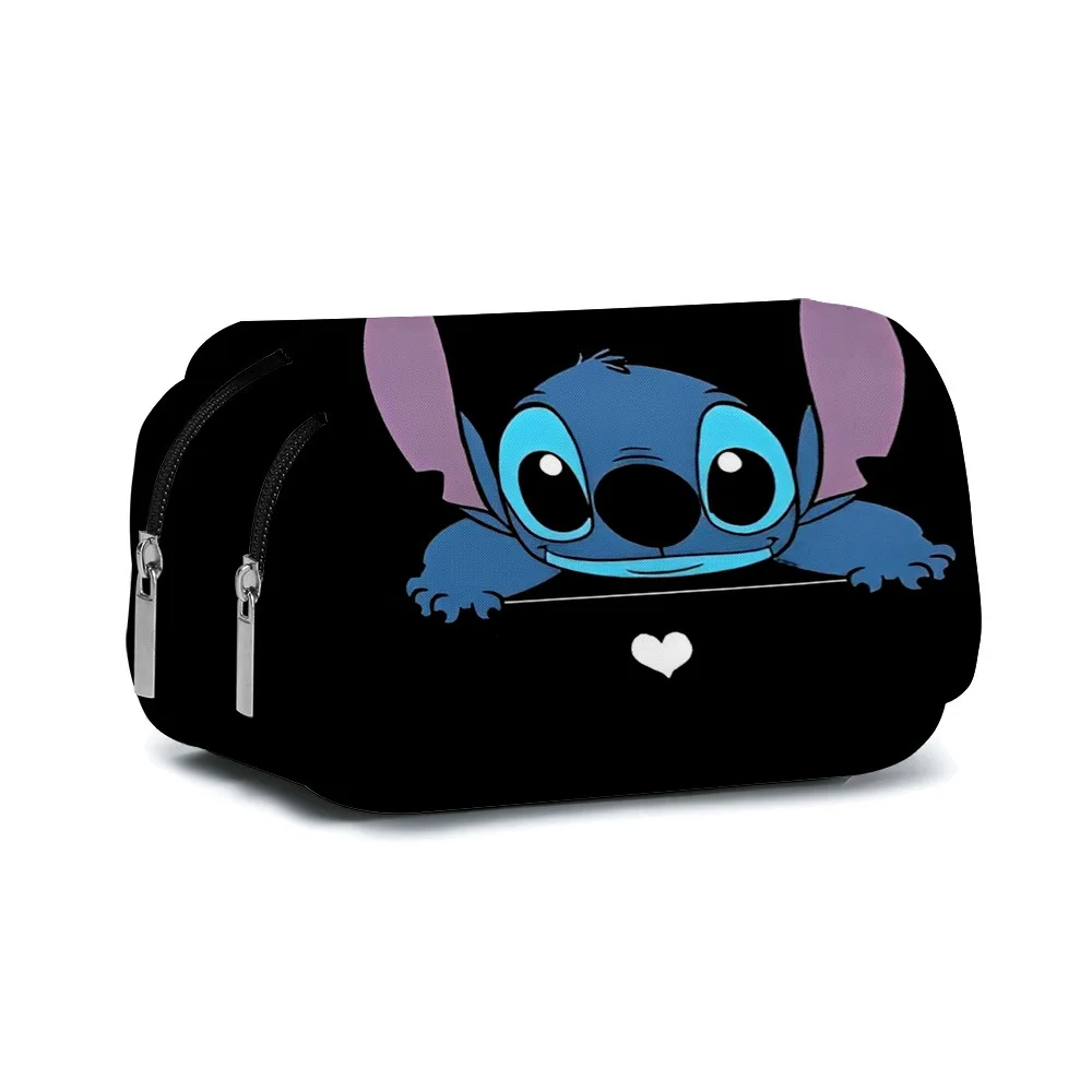 2024 Stitch Fully Printed Flap Pen Bag Stationery Box Pencil Case Primary and Secondary Anime Kawaii Cartoon School Bag Mochila