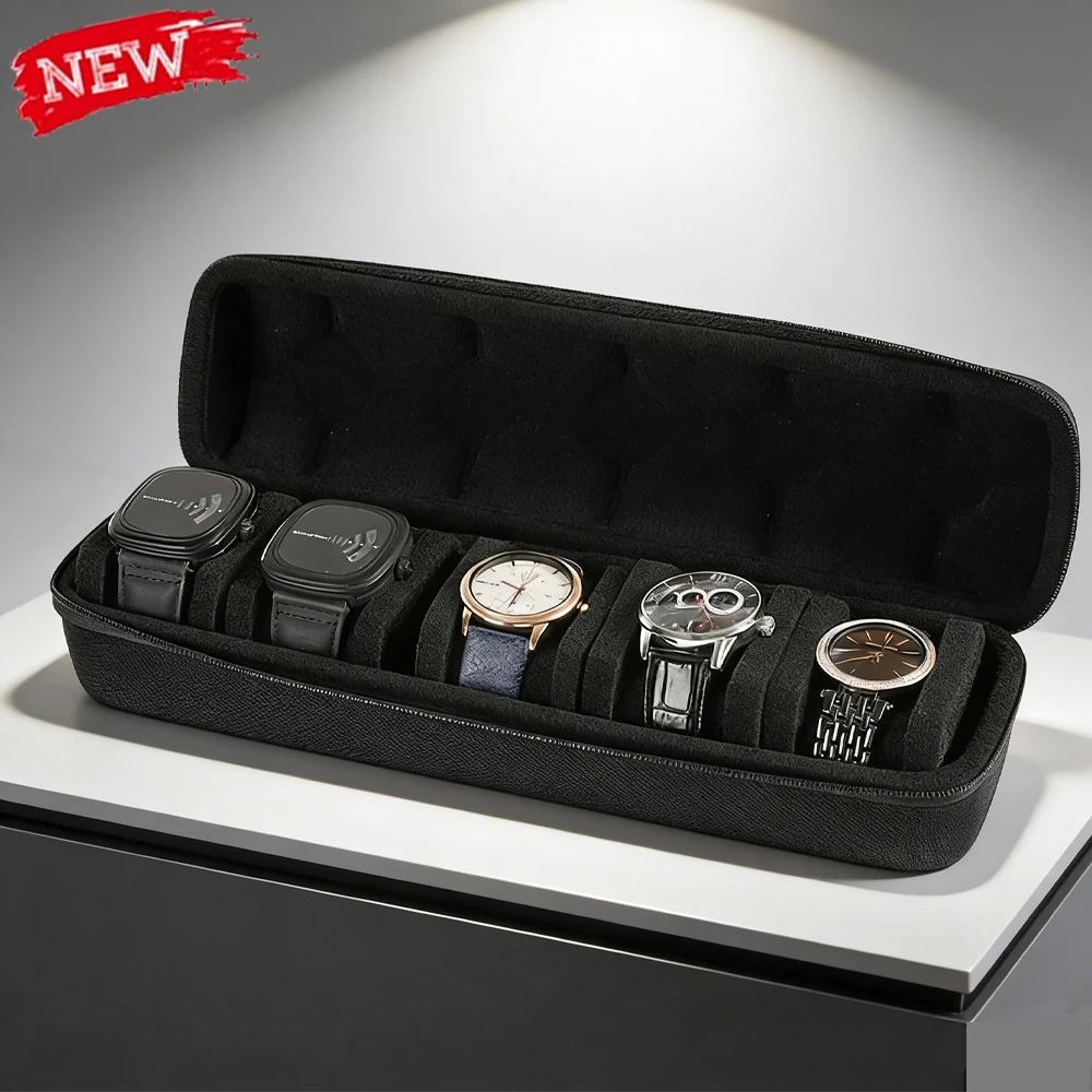 منظم صندوق الساعة للرجال أو النساء، حقيبة سفر، حامل عرض ساعة تخزين محمول لساعات المعصم والساعات الذكية