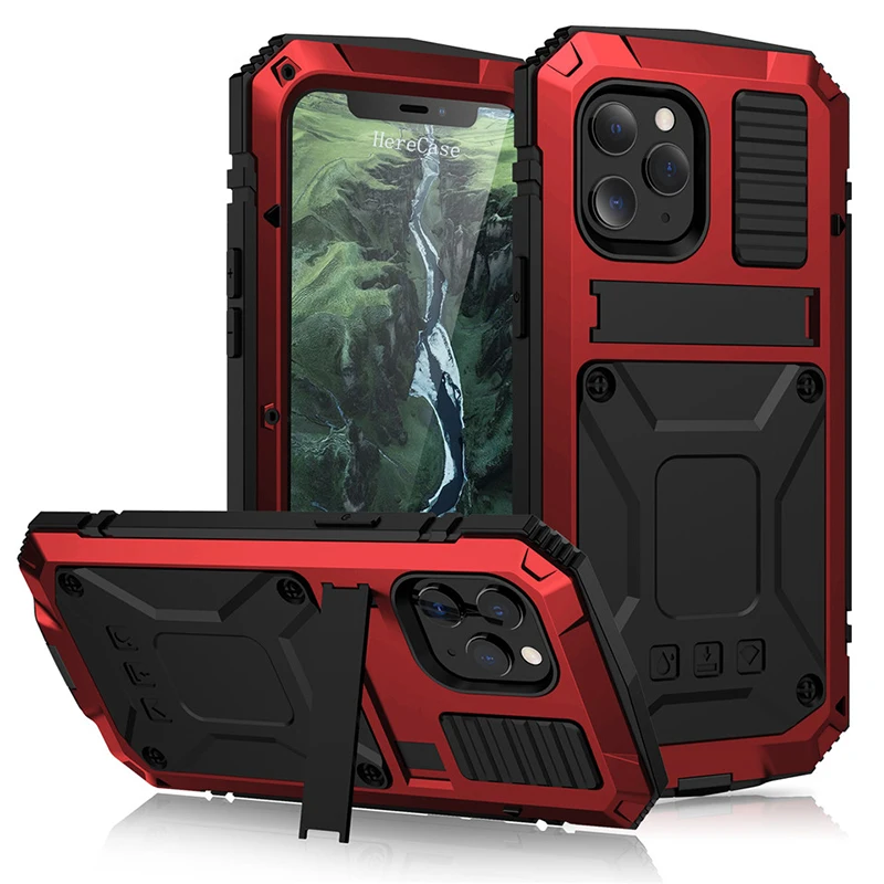 

Metal Aluminum Shockproof Phone Case for iphone 15 Pro Max 15 Pro For iphone 15 Plus Stand Rugged Armor 360 Full Cover