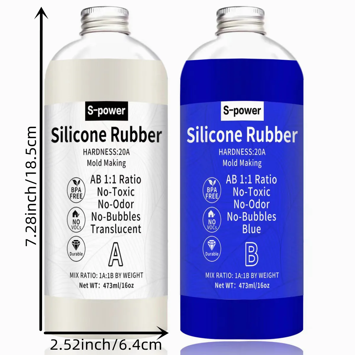 20A Silicone Rubber High Strength Liquid Silicone for DIY Resin Molds - Flexible, Non-Oxidizing Easy Mix 1:1 Jewelry Casting