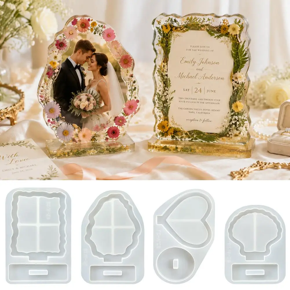 Heart Oval Resin Photo Frame Silicone Mold DIY Quicksand Picture Frame Mould Epoxy Resin Casting Molds For Photo Home Decor