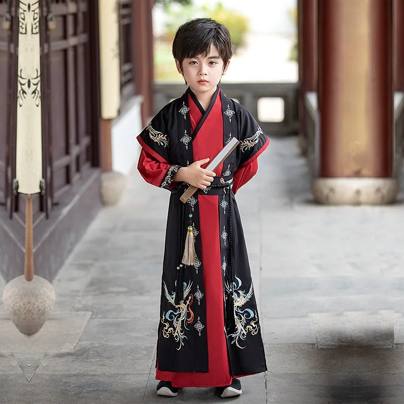 

Traditional Chinese Style Hanfu Children Boy Martial Samurai Knight Party Cosplay Costume Kids Tang Suit Performance Outfits