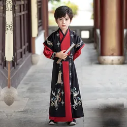 Traditional Chinese Style Hanfu Children Boy Martial Samurai Knight Party Cosplay Costume Kids Tang Suit Performance Outfits