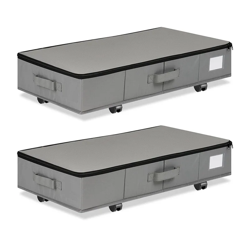 

Under Bed Storage with Wheels Large Sturdy Under Bed Storage Containers with Label Holders for Clothes Shoes and Blankets