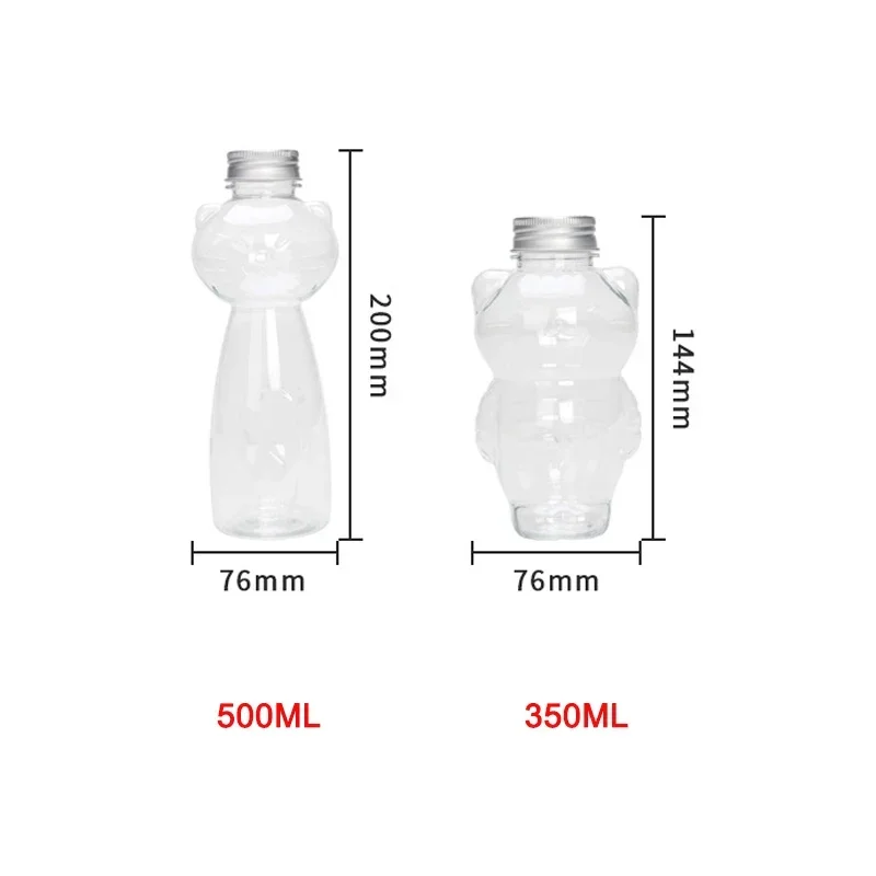 Cat Kawaii Water Bottles for Milk Tea Coffee Juice Portable Drinking Cup Home Transparent Juicing Beverage Drink Bottle BPA Free