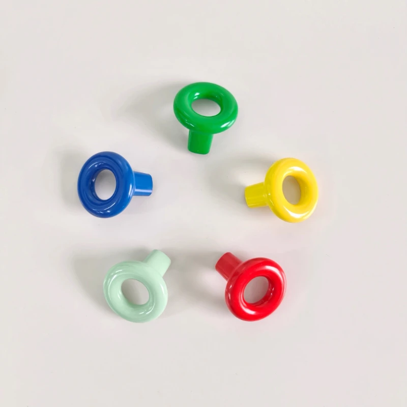 Bauhaus Simple Ring Cabinet Pulls Door Handle Modern Creative Color Wardrobe Door Drawer Cabinet Dopamine Furniture Handle