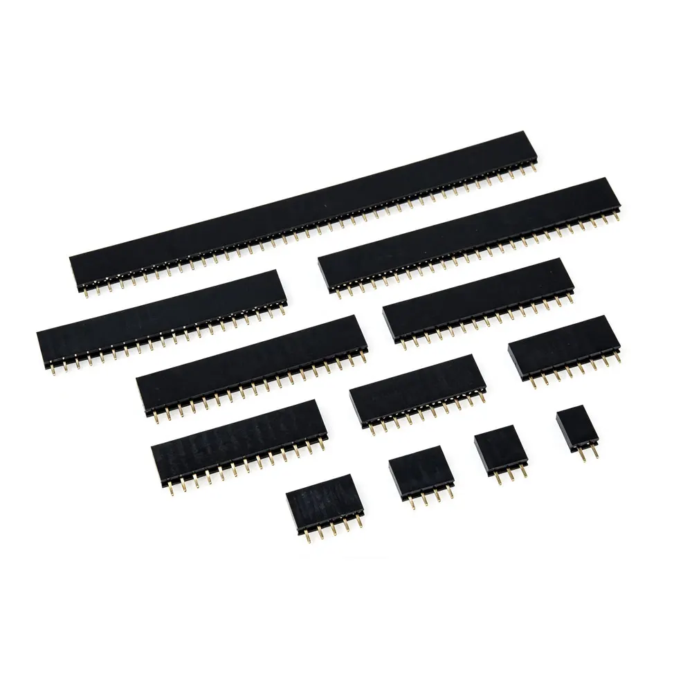 5-20pcs 2.54mm Pitch Black Single Row Female 2~40P PCB socket Board Pin Header Connector Strip Pinheader 2/3/4/6/10/12/20/40Pin