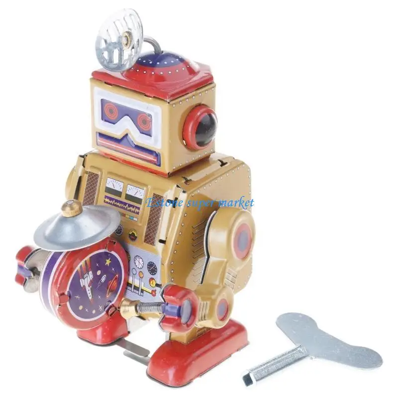090B ROBOT DRUMMER WIND UP GIOCHIO con fascino vintage per collezionisti e decori