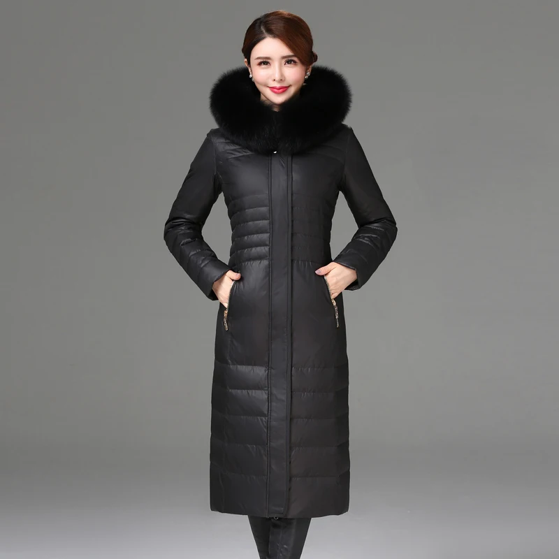 Middle-Aged and Elderly Over-The-Knee Long down Jacket Women's Jacket Thickeneded Mother's Fitted Jacket New Style JJ315