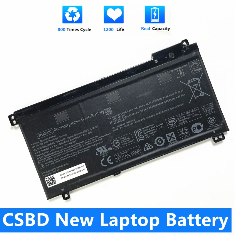 

CSBD New RU03XL Аккумулятор для ноутбука HP ProBook X360 440 G1 11 G3 G4 HSTNN-LB8K IB8P L12717-1C1 171 541 L12791-855 48Wh