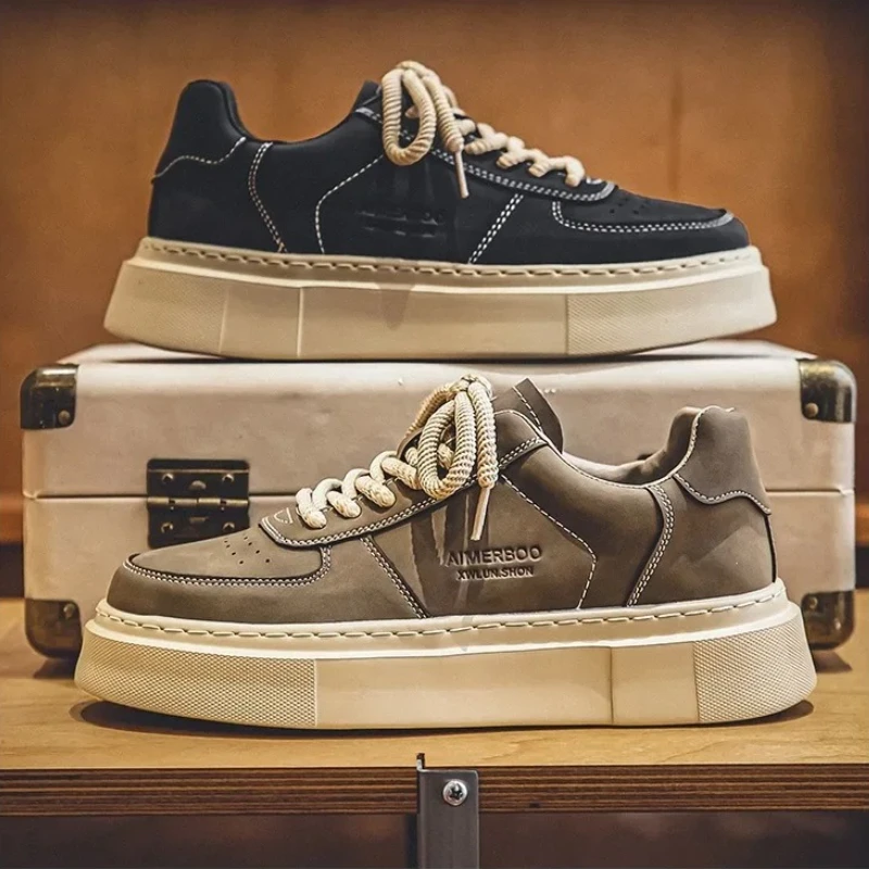 

Мужские повседневные кожаные кроссовки, осенние новые дизайнерские удобные трендовые туфли на шнуровке для мужчин, дышащие кроссовки, кроссовки