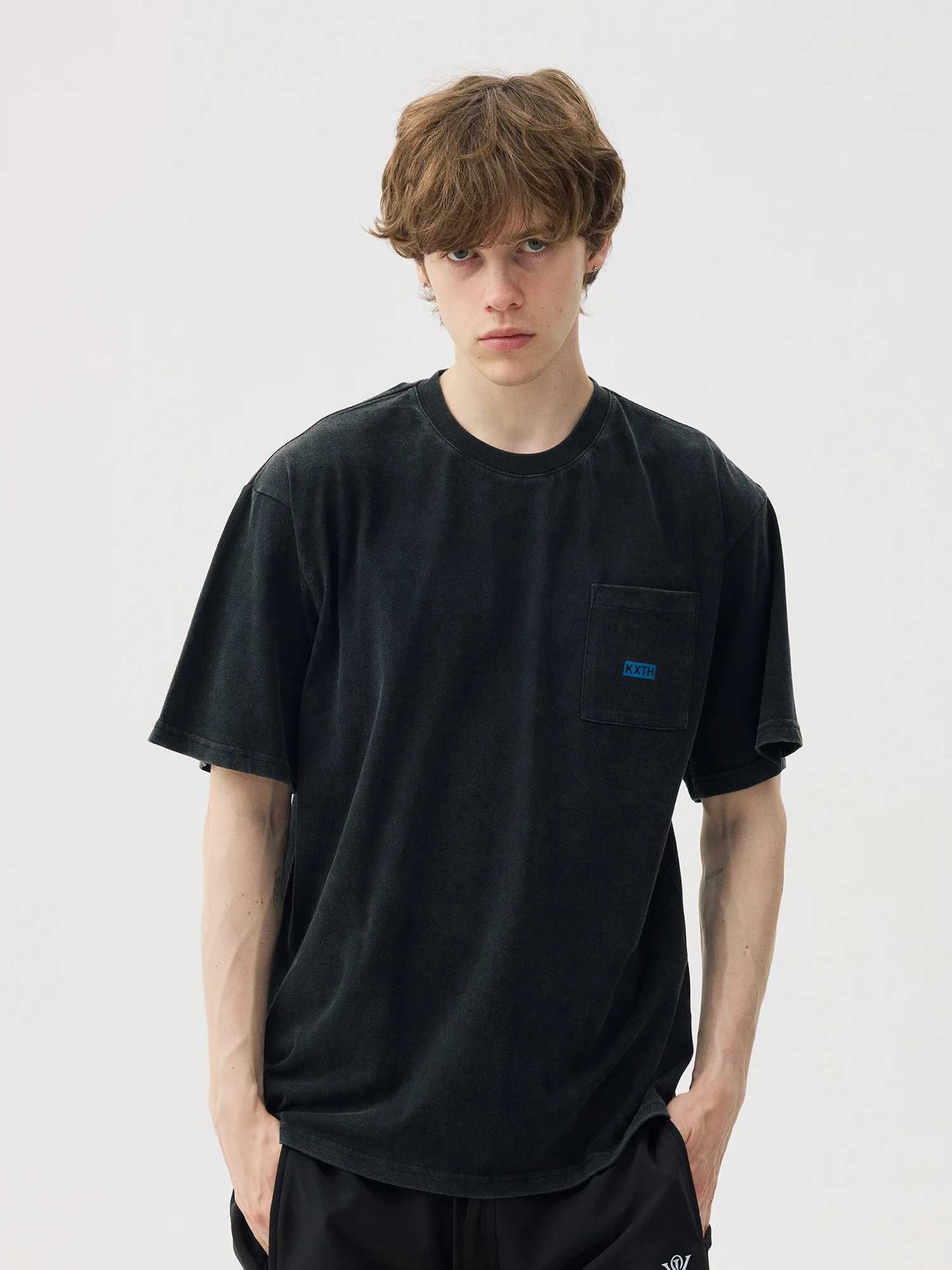 

Kith Kxth 10th Anniversary Loose Casual Men's Pure Cotton Vintage Washed Pocket Short Sleeve T-Shirt Comfortable Breathable