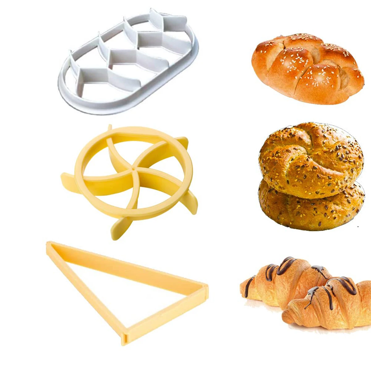 Sello de pan, accesorios para hornear pan, sello de semmer Kaiser, estampador de pan, rollo de pan, cortador de croissant, estampador de pan casero