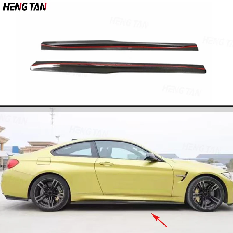 For BMW F82 F83 M4 Coupe Convertible 2014 - 2018 Carbon Fiber Car Side Skirts Splitters Flaps Apron Parts Upgrade Body kit