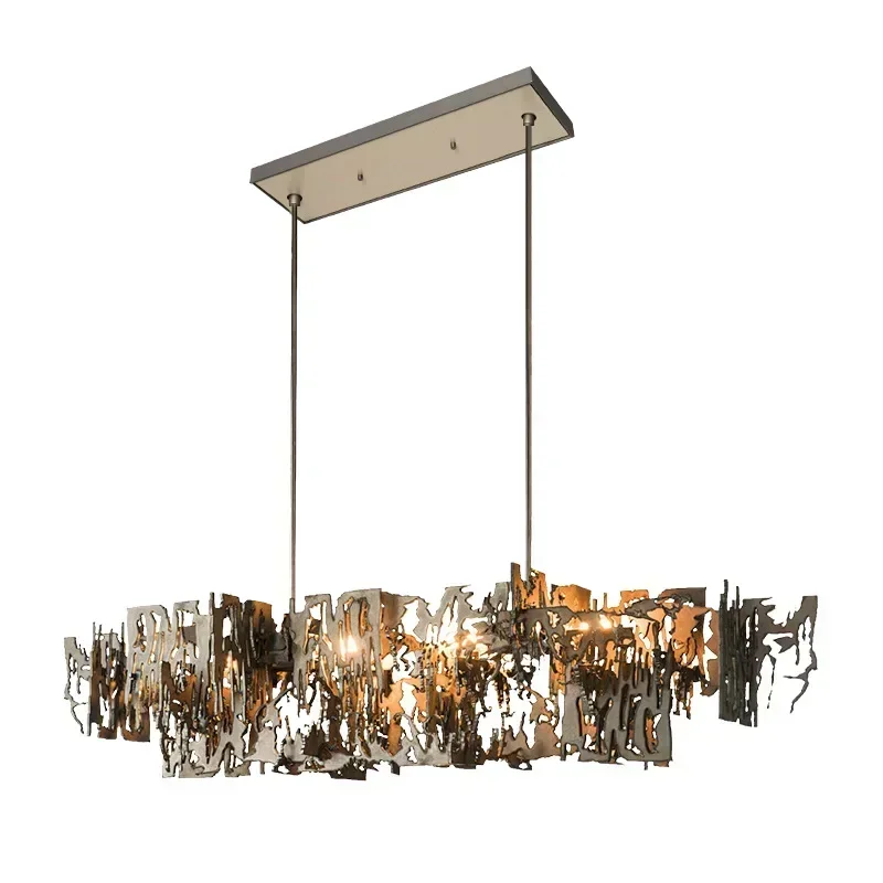 Postmodern Retro Metal Chandelier Creative Fragment Art Hanging Light for Showroom Kitchen Island Stylish Home Decor Lighting