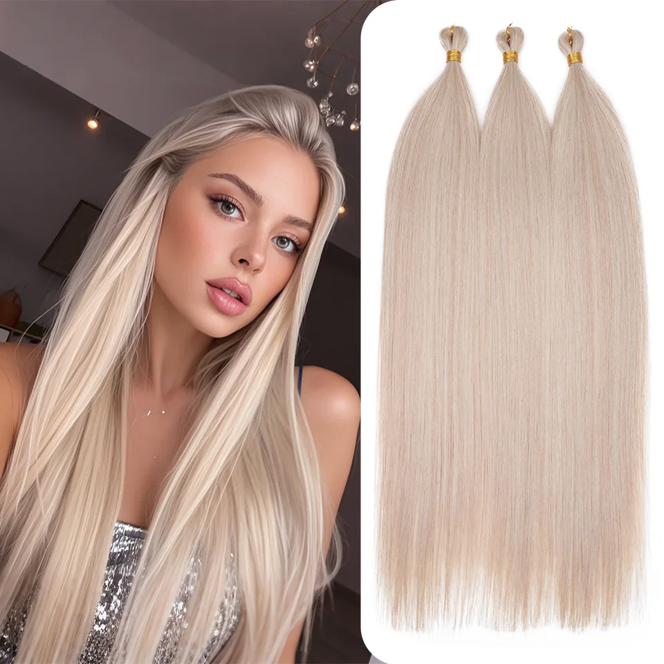 

Blonde Synthetic Bundles Crochet Braids Hair Extensions Straight Hair 28 Inch Braiding Hair Ombre Pink Blonde Soft Cosplay Hair