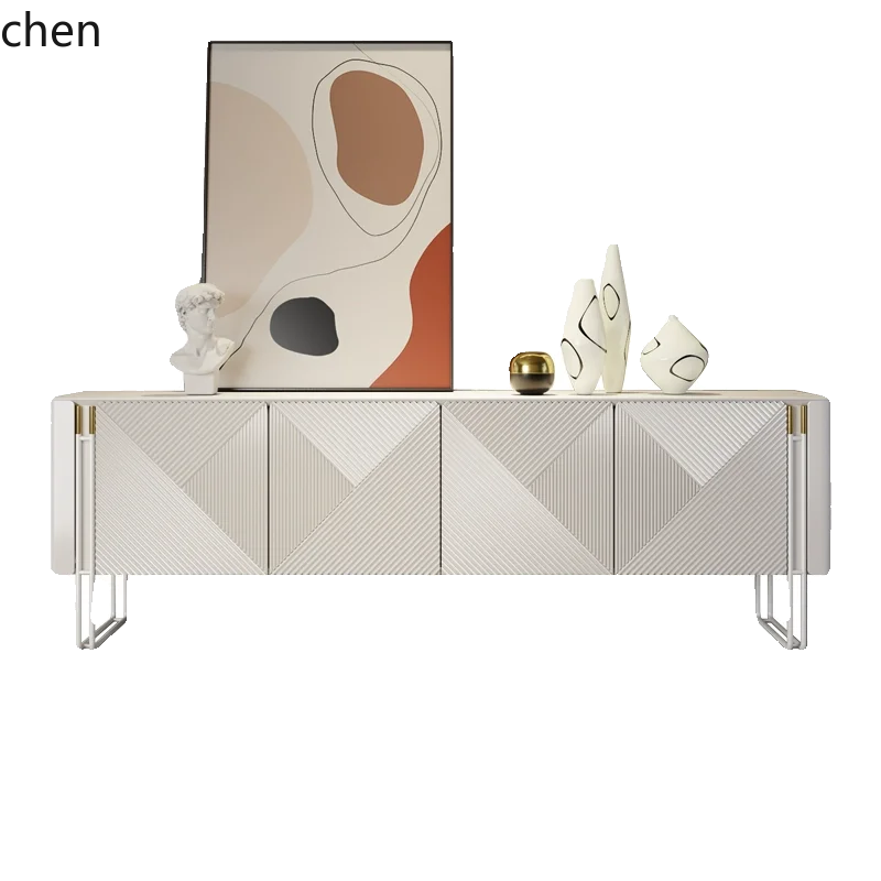 

HTT rock slab TV cabinet floor-to-ceiling high foot legs light luxury high-end coffee table combination household
