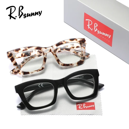 Imagen 2 del producto 2 uds gafas de lectura grandes de moda para mujer gafas de presbicia ópticas con bloqueo de luz azul + 1,0 + 1,5 + 2,0 + 2,5 + 3,0 + 3,5