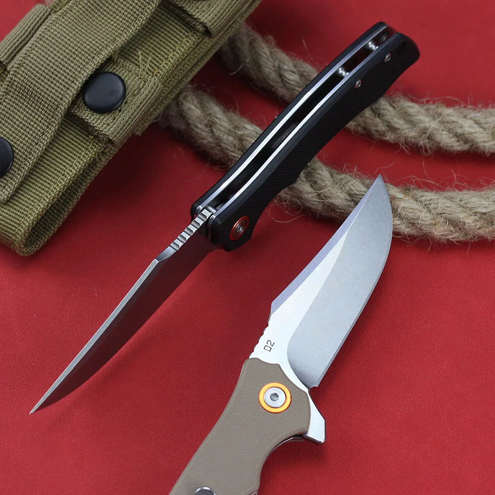

New D2 Steel Folding Knives G10 Handle Survival Camping Knife Multifunctional Tool Outdoor Small EDC Pocket Knife for Men
