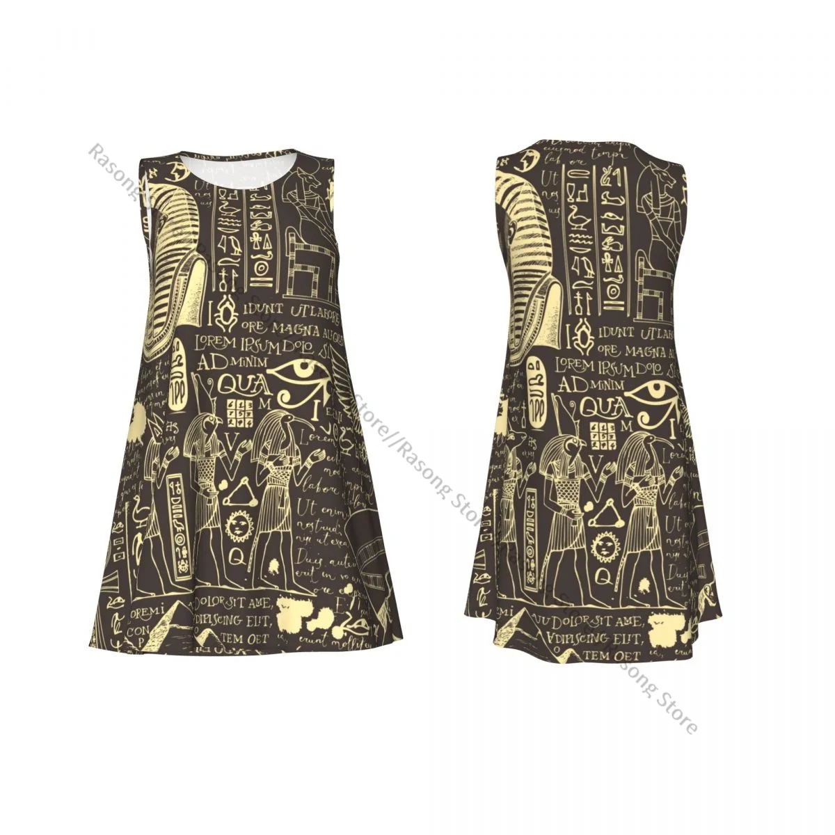 Damesjurk Zomer Casual T-shirt Jurken Strand Cover-up Oude Egypte Egyptische Goden Tankjurk